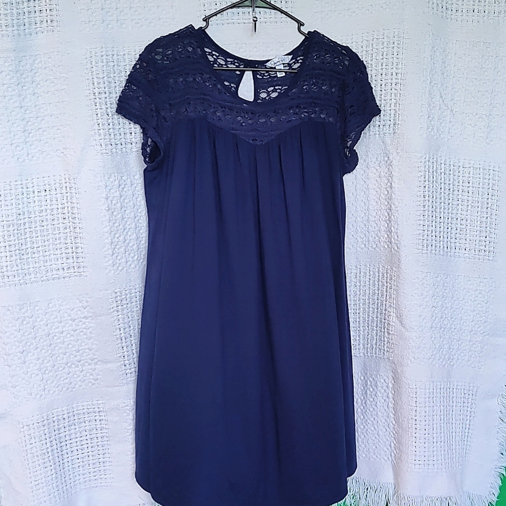 Size 2x Speechless Shirt Dress, Navy Blue, Lacey Detail Summer Boho